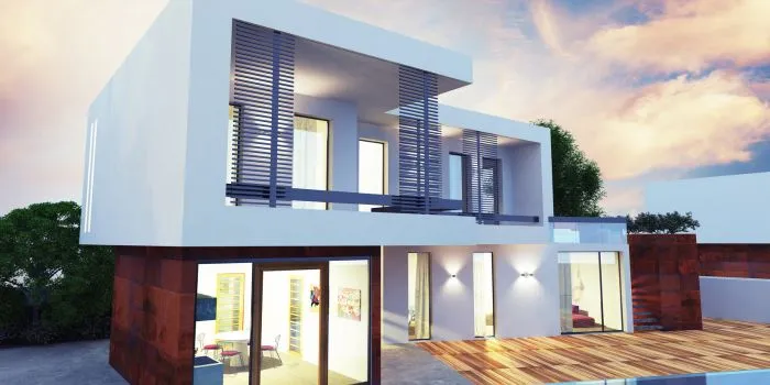 ویلا لوکس و مدرن در دماوند دوبلکس با نمای سفید